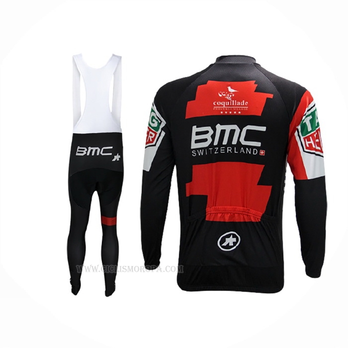 2017 Ropa Ciclismo BMC Rojo Blanco Mangas Largas y Culotte Lunga